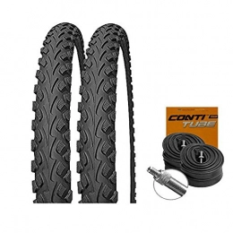 Impac Mountain Bike Tyres Set: 2x Impac Tourpac Black 24x2.00 / 507Mountain Bike Tyre + Conti Tubes Express Valve