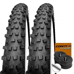 Impac Spares Set: 2x Impac Trailpac Black MTB Bicycle Tyres + Conti 29 / 57Inner Tubes Schrader Valve