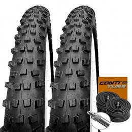 Impac Mountain Bike Tyres Set: 2x Impac Trailpac Black MTB Tyres + Conti Tubes Express Valve 29 / 57