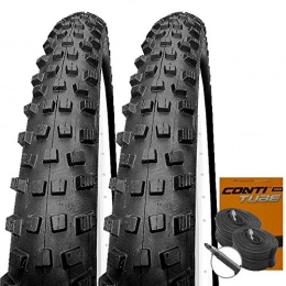 Impac Mountain Bike Tyres Set: 2x Impac Trailpac Black MTB Tyres + Conti Tubes Racing Type 29 / 57