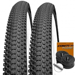 Kenda Mountain Bike Tyres Set: 2x Kenda Small Block Eight Mountain Bike Tyre 26x 2.10 / 54-559+ Conti Tube Schrader Valve