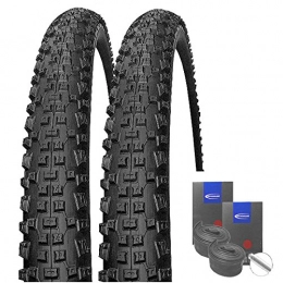 Set-Schwalbe Mountain Bike Tyres Set: 2x Schwalbe Rapid Rob Black MTB Tyre 26x 2.10+ Schwalbe Inner Tubes Schrader Valve