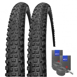 Set-Schwalbe Mountain Bike Tyres Set: 2x Schwalbe Rapid Rob Black MTB Tyre 26x 2.10+ Schwalbe Tubes Express Valve