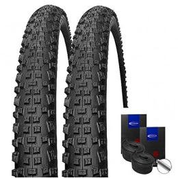 Set-Schwalbe Mountain Bike Tyres Set: 2x Schwalbe Rapid Rob Black MTB wheels 27, 5x2.25+ Schwalbe Inner Tubes Schrader Valve