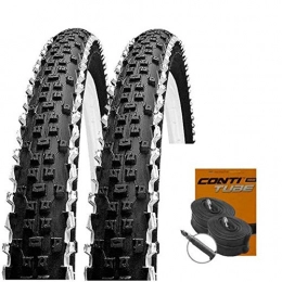Set-Schwalbe Mountain Bike Tyres Set of 2 Schwalbe Rapid Rob White Stripes MTB Tyres 26 x 2.25 + Conti Tubes Road Bike Valve