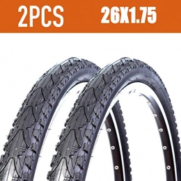 SUSHOP Spares SUSHOP Mountain Bicycle Tyres, Anti Puncture MTB Mountain Bike Tires for Road Mountain MTB Mud Dirt Offroad Bike Bicycle 26 * 1.75, Black (2Pcs), 26x1.95 BK