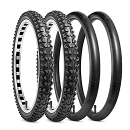 YunSCM Mountain Bike Tyres YunSCM 18" Bike Tyres 18x2.125 57-335 ETRTO and 18" Bike Tubes 18x1.75-2.125 AV32mm Valve with 2 Rim Strips compatible with 18 x 2.125 Mountain Bike Bicycle Tyres and Tubes- 2 Pack(Y702-1)