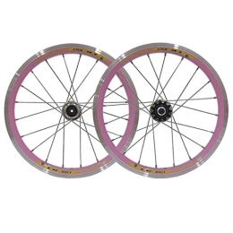 KANGXYSQ Mountain Bike Wheel 16 Inch Mountain Bike Wheelset MTB Bicycle Wheels Double Wall Alloy Rim Cassette Hub V Brake Quick Release Front Rear 11 Speed (Color : Pink)