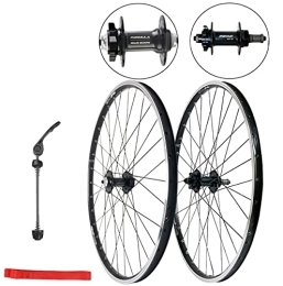 LHHL Spares 20 26 Inch Mountain Bike Wheelsets, WTB RIM Sealed Bearing, 32H Disc / V Brake, For 6 / 7 / 8 / 9 Speed Freewheel QR Mountain Cycling Wheels (Color : Black, Size : 26")