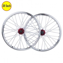 HWL Mountain Bike Wheel 20 Inch Bike Wheelset Cycling Wheels, Double Wall Quick Release Hybrid MTB Rim V-Brake Cycling Hub 32 Hole 8 9 10 11 Speed (Color : White)