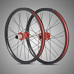 QXFJ Spares 20 Inch MTB Bike Wheel, Four Palin Side Pull (24 Holes) / Quick Release / Shaft 5mm / Open Before The 100 135mm / Support 8-9-10-11 Speed Card Flywheel / Black Red / Black