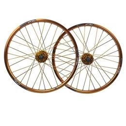 L.BAN Spares 20 Inch Wheel Mountain Bike Double Layer Alloy Rim Disc Brake Quick Release 7 8 9 10 Speed 32H, Gold