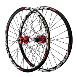 KANGXYSQ Mountain Bike Wheel 24 Inch Mountain Bike Wheelset Quick Release Folding Bicycle Wheels 32H Mechanical Disc Brakes MTB Rim 8 9 10 11 12 Speed Cassette Front 2 Rear 4 Bearings 1886g (Color : Red, Size : 24inch)
