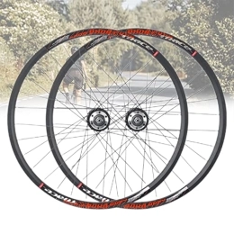Samnuerly Mountain Bike Wheel 24 Inch Mountain Bike Wheelset Quick Release Wheels Disc / V Brake Bicycle Rim 32 Hole Aluminum Alloy Ball Bearing Hub For 8 / 9 / 10 Speed (Color : Blue, Size : Cassette) (Red Cassette)