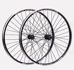 OMDHATU Mountain Bike Wheel 24 inch mountain bike wheelset V-brake rims Front 2+ rear 2 Sealed bearing hubs Support 6 / 7 / 8 speed Rotary freewheel QR (Color : Black)