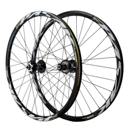 ZFF Spares 24inch MTB Wheelset Disc Brake Quick Release Mountain Bike Wheel Aluminum Alloy Double Wall Rim Front And Rear Wheels 7 / 8 / 9 / 10 / 11 / 12 Speed Cassette 32 Holes (Color : Svart, Size : 24'')