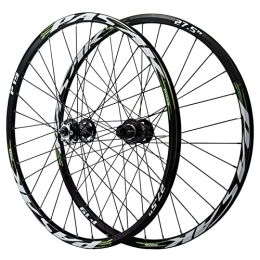 ZNND Spares 26 / 27.5 / 29 Inch Bicycle Wheel Mountain Bike Wheelset Double-layer Aluminum Alloy 7-12 Speed Quick Release Six Claws Disc Brake Rim Front Rear Wheel ( Color : Black hub green label , Size : 27.5inch )