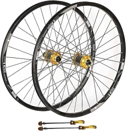 YANHAO Mountain Bike Wheel 26 / 27.5 / 29 Inch Bicycle Wheel Set For Downhill Quick Release Of Hybrid Mountain Bike Front And Rear Wheels (Color : Yellow, Size : 27.5 inches)