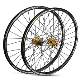 KANGXYSQ Mountain Bike Wheel 26 / 27.5 / 29 Inch Bike Wheel Mountain Bike Wheelset MTB Rim Aluminum Alloy Quick Release Disc Brake 32H 7-11 Speed Cassette (Color : Gold, Size : 29INCH)