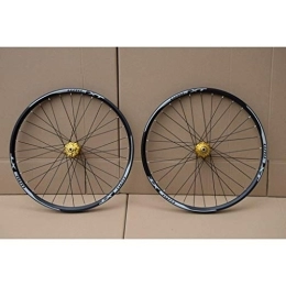 SHKJ Spares 26 / 27.5 / 29 Inch Bike Wheelset Double Wall Rim Disc Brake MTB Wheels QR Hub 32H 7 / 8 / 9 / 10 / 11 Speed Cassette (Color : Gold, Size : 27.5inch)