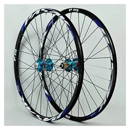 DaGuYs Mountain Bike Wheel 26 / 27.5 / 29 Inch Front + Rear Wheel Mountain Bike Disc Brake 32H Black Spokes Double Walled Fast Release Rim 7-11 Speed Cassette (Blue 29in)