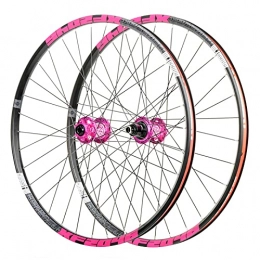 MGRH Spares 26 / 27.5 / 29 Inch Mountain Bicycle Wheelset Aluminum Alloy Quick Release Hybrid / MTB Road Wheel 32H Six Bolts 8 / 9 / 10 / 11 Speed Wheels Pink-27.5Inch