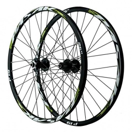 SJHFG Mountain Bike Wheel 26 / 27.5 / 29 Inch Mountain Bike Wheel Set, Cycling Wheels Aluminum Alloy 32 Holes Six Nail Disc Brake 12 Speed (Color : Black green, Size : 27.5inch)