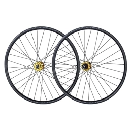 DYSY Mountain Bike Wheel 26 / 27.5 / 29 Inch MTB Bicycle Wheelset, Aluminum Alloy Tubeless Wheels Sealed Bearings Hub QR 9mm 32 Hole Disc Brake For 7 / 8 / 9 / 10 / 11 Speed (Color : Gold, Size : 27.5 inch)