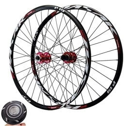 DYSY Mountain Bike Wheel 26 / 27.5 / 29 Inch MTB Bike Wheelset, Aluminum Alloy Double Wall Rim QR 9x100mm Hybrid / Mountain Disc Brake Wheels For 7-12 Speed (Color : Red, Size : 27.5 inch)