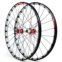 KANGXYSQ Mountain Bike Wheel 26 27.5 29 Inch MTB Bike Wheelset Mountain Bike Wheel Set Aluminum Alloy Rim Red Front Rear Wheels For 7-12 Speed 24H QR (Size : 27 INCH)