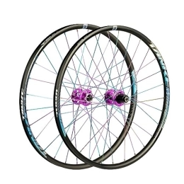 ZFF Spares 26 27.5 29 Inch MTB Wheelset Aluminum Alloy Double Wall Rim Mountain Bike Wheel Disc Brake Quick Release 7 / 8 / 9 / 10 / 11 / 12speed Cassette 28 Holes Front And Rear Wheels (Color : Purple, Size : 29'')