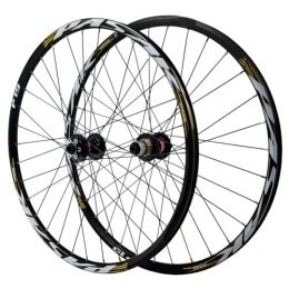 ZFF Spares 26 / 27.5 / 29 Inch MTB Wheelset Thru Axle Disc Brake Mountain Bike Wheels Aluminum Alloy Rim Front And Rear Wheels 7 / 8 / 9 / 10 / 11 / 12 Speed Cassette Freewheel 32 Holes (Color : Gold, Size : 26'')