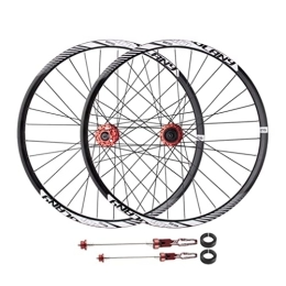 Generic Spares 26 / 27.5 / 29" Mountain Bike Wheelset Disc Brake MTB Rim Thru Axle Quick Release Wheels 32H Hub For 7 / 8 / 9 / 10 / 11 / 12 Speed Cassette Bicycle Wheelset 1950g (Color : Black, Size : 27.5'') (Red 26)