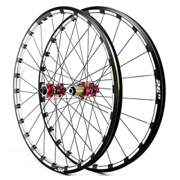 Samnuerly Mountain Bike Wheel 26 / 27.5 / 29'' Mountain Bike Wheelset Double Layer Alloy Rims Disc Brake Thru Axle MTB Cycling Wheels Fit 7 8 9 10 11 12 Speed Cassette (Color : Titanium, Size : 29in) (Red 27.5in)