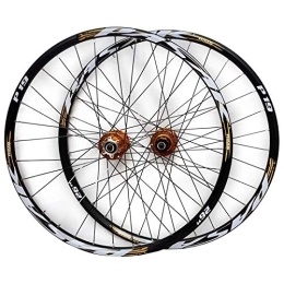SN Mountain Bike Wheel 26" / 27.5" / 29" MTB Bike Front & Rear Wheel Set Cassette Disc Brake Wheelset Double Wall Alloy Rim Quick Release 32Holes 7 / 8 / 9 / 10 / 11 Speed (Color : Gold Hub gold logo, Size : 27.5IN)