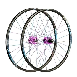 DFNBVDRR Mountain Bike Wheel 26 / 27.5 / 29in Mountain Bike Wheelset Double-Layer Alloy Rim 28 Holes Disc Brake Quick Release Front Rear Wheels 7-12 Speed Wheelset (Color : Purple, Size : 27.5in)