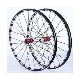 ZFF Spares 26 27.5 29inch MTB Wheelset Milling Three Sides Aluminum Alloy Double Wall Rim Mountain Bike Wheel Disc Brake Quick Release 8 / 9 / 10 / 11speed Cassette 24 Holes (Color : Red, Size : 27.5'')