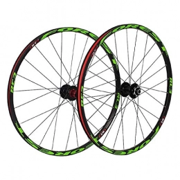 CWYP-MS Mountain Bike Wheel 26 / 27.5 Inch Bicycle Wheelset MTB Rim, Double Wall Aluminum Alloy Disc Brake 24 Hole Hybrid / Mountain 11 speed (Color : Green, Size : 26inch)