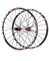 WXX Mountain Bike Wheel 26 / 27.5 Inch Mountain Bike Wheel Set Double-Layer Aluminum Alloy Wheels 24 Holes Straight Pull Hollow Hub Bicycle Accessories, Red, 27.5 inch