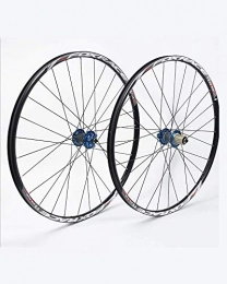BSJZ Mountain Bike Wheel 26 / 27.5 Inch Mountain Bike Wheel Set Double-Layer Aluminum Alloy Wheels Compatible with American And French Valves 28 Holes Quick Release 7-11 Speed, 26inch
