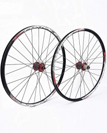 WXX Spares 26 / 27.5 Inch Mountain Bike Wheel Set Double-Layer Aluminum Alloy Wheels Compatible with American And French Valves 28 Holes Quick Release 7-11 Speed, Red, 26inch