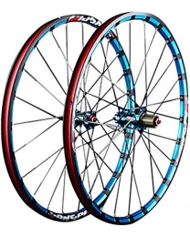 BSJZ Mountain Bike Wheel 26 / 27.5 Inch Mountain Bike Wheel Set Double-Layer Aluminum Alloy Wheels Sealed Bearing Disc Brakes 24 Holes 7-11 Speed Cassette Flywheel, Blue, 26 inch