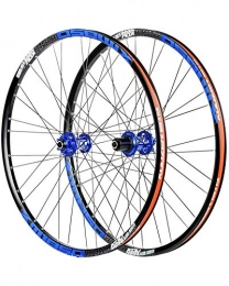 WXX Spares 26 / 27.5 Inch Mountain Bike Wheel Set Double Wall Aluminum Alloy Rim Quick Release Disc Brakes AV American Valve 8-11 Speed, Blue, 26 inch