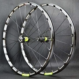 SN Mountain Bike Wheel 26 27.5 Inch Mountain Bike Wheelset Rim Front Rear Wheel Set Quick Release CNC 24 Holes Double Wall Alloy Rim For 7 / 8 / 9 / 10 / 11 / 12 Speed (Color : Black green hub, Size : 26inch)