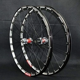 SN Mountain Bike Wheel 26 27.5 Inch Mountain Bike Wheelset Rim Front Rear Wheel Set Quick Release CNC 24 Holes Double Wall Alloy Rim For 7 / 8 / 9 / 10 / 11 / 12 Speed (Color : Titanium Red Hub, Size : 27.5inch)