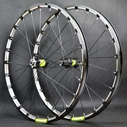 SN Mountain Bike Wheel 26'' 27.5'' Mountain Bicycle Wheels Set Front Rear Bike Wheelset Double Wall Rim 24 Holes Quick Release Disc Brake For 7 / 8 / 9 / 10 / 11 / 12 Speed (Color : Black green hub, Size : 26inch)