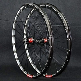 SN Mountain Bike Wheel 26'' 27.5'' Mountain Bicycle Wheels Set Front Rear Bike Wheelset Double Wall Rim 24 Holes Quick Release Disc Brake For 7 / 8 / 9 / 10 / 11 / 12 Speed (Color : Black red hub, Size : 27.5inch)
