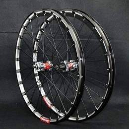 SN Mountain Bike Wheel 26'' 27.5'' Mountain Bicycle Wheels Set Front Rear Bike Wheelset Double Wall Rim 24 Holes Quick Release Disc Brake For 7 / 8 / 9 / 10 / 11 / 12 Speed (Color : Titanium Red Hub, Size : 27.5inch)