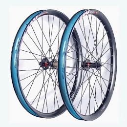 OMDHATU Mountain Bike Wheel 26 / 27.5" Mountain bike wheelset Disc Brake rims Sealed bearing hubs Support 11 speed cassette QR Front 100mm Rear 135mm (Color : Blue, Size : 27.5in)