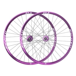 ZFF Spares 26 27.5'' MTB DJ AM DH Wheel Disc Brake Thru Axle Aluminum Alloy Rim Mountain Bike Front And Rear Wheelset 8 / 9 / 10 / 11 / 12 Speed Cassette Freewheel 32 Holes (Color : Purple, Size : 27.5in)